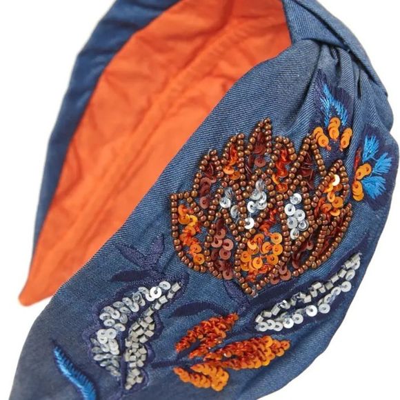 namjosh Accessories - NAMJOSH beaded denim headband